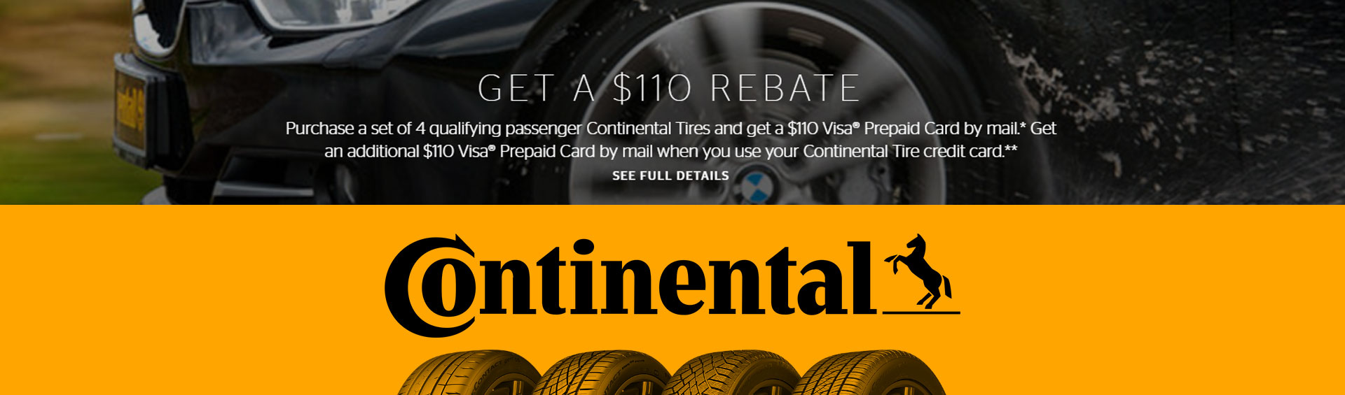 Continental Tires - Get a $110 Rebate